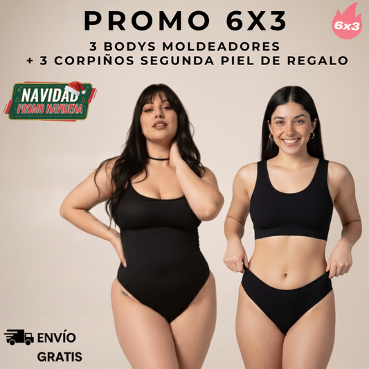 PROMO 6x3 | 3 BODYS MOLDEADORES + 3 CORPIÑOS SEGUNDA PIEL