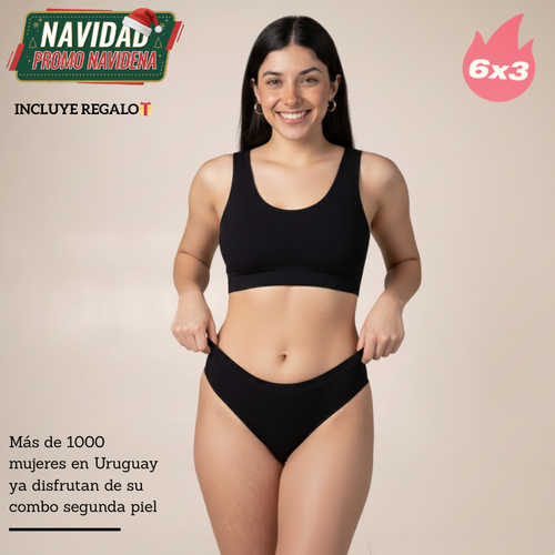 PROMO 6x3 | 3 CORPIÑOS SEGUNDA PIEL + 3 BOMBACHAS SIN COSTURA DE REGALO